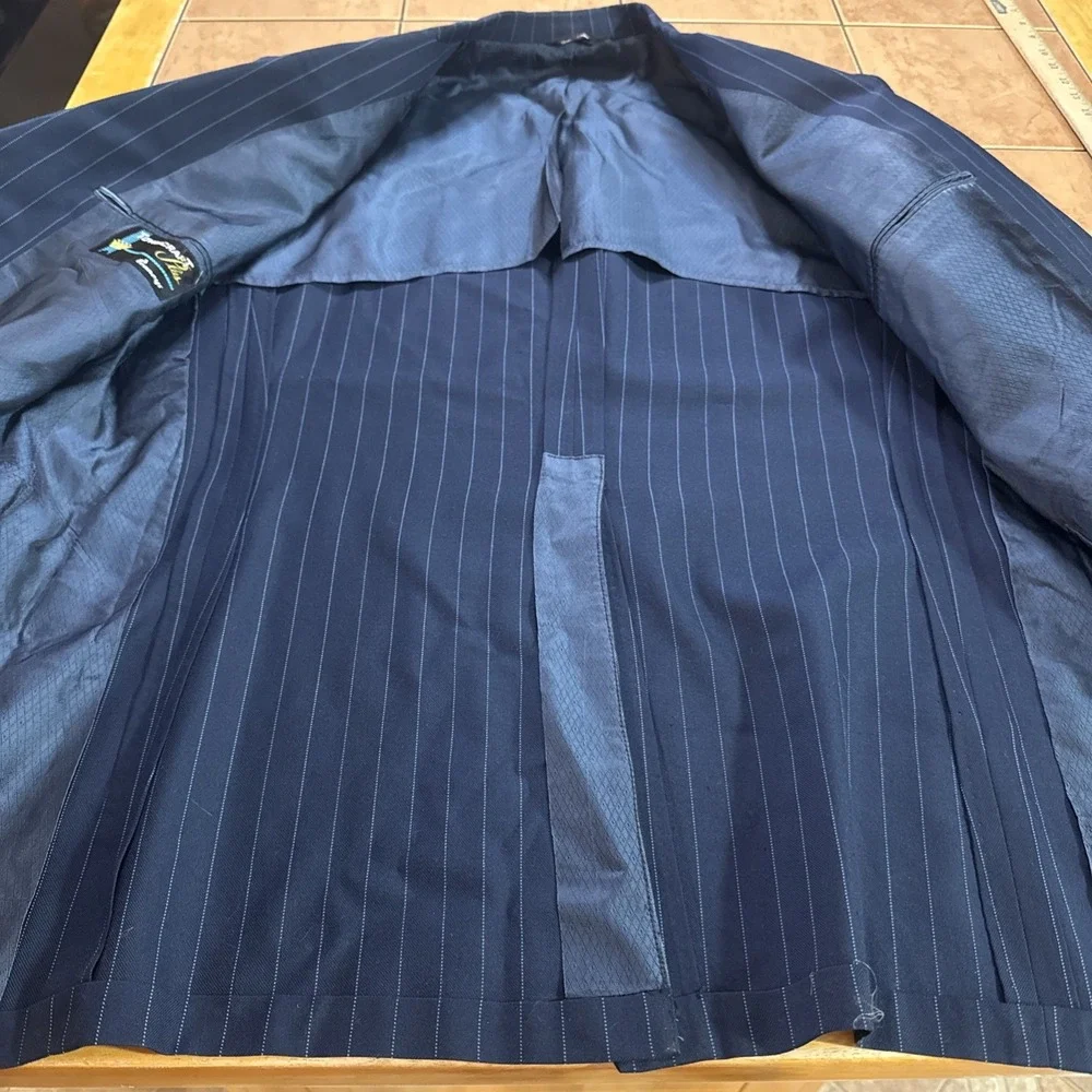 Towncraft Plus Men's Suit Sz 44R Blue Pinstripe Pants‎ 42 x 30 USA Union Made